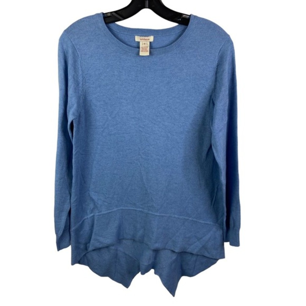 Sundance catalog Blue sweater knit tunic top sz small wool cotton blend casual